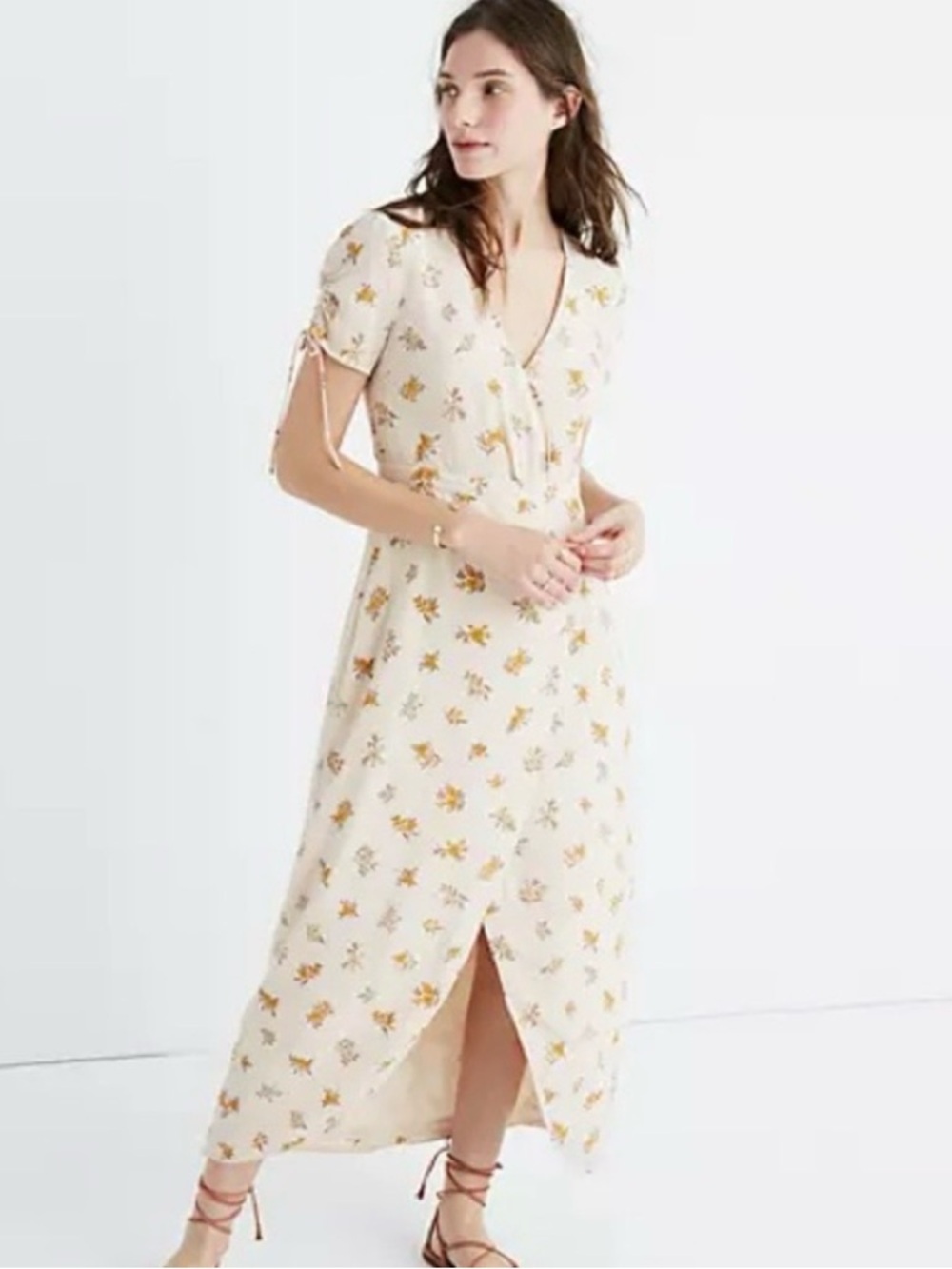 Madewell Cream Maxi Dress with Yellow Floral Motif